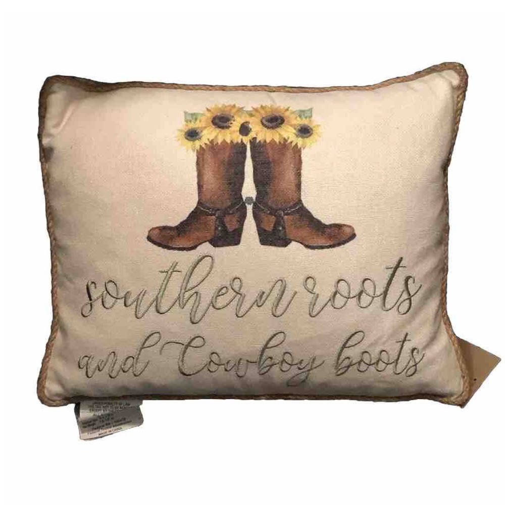 Thro Home southern roots and cowboy boots Rectangular Throw Pillow New 14h x18w"